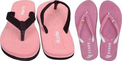 NISTHA Women Flip Flops(Orange, Pink , 5)