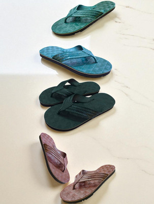 Mikro Men Slippers(Green, Green, Brown , 6)