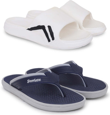 Pampy Angel Men Slippers(White, Blue , 7)