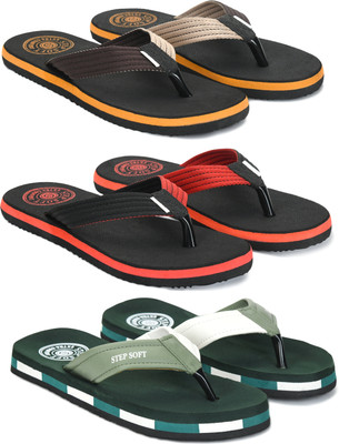 Stepsoft Men Slippers(Brown, Red, Green , 8)
