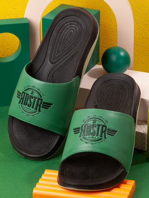 Roadster Men Flip Flops(Green, Black , 7)