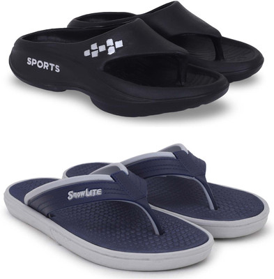 Kapani Fashion Men Slippers(Black, Blue , 9)
