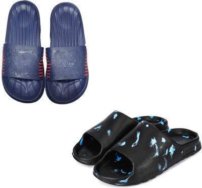 abright Men Slides(Blue, Black , 5)
