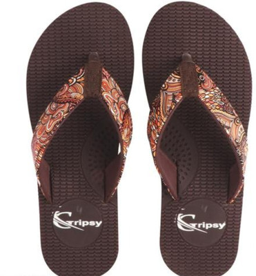 house of common Women Flip Flops(Brown , 8)