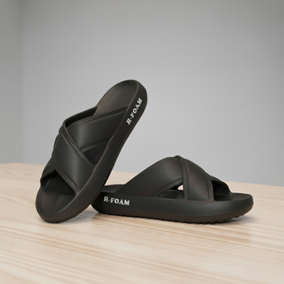 RIKBROS Men Slippers(Black , 9)