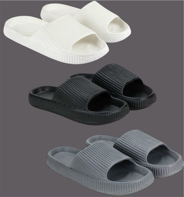 Ambit Shoe Men Slides(White, Black, Grey , 8)