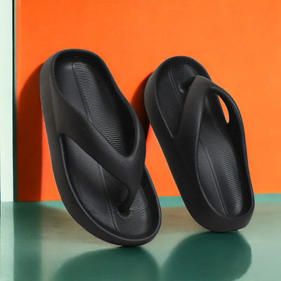 FEEL TIME Men Slippers(Black , 7)