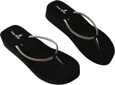 Time Jump Women Flip Flops(Grey , 5)