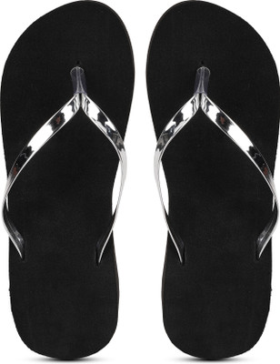 PRIVIKA Women Flip Flops(Black , 3)