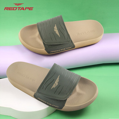 RED TAPE Men Slides(Beige, Olive , 7)