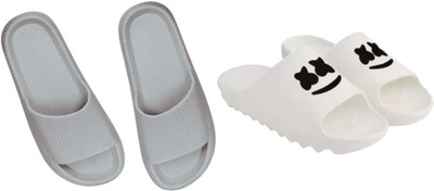 Sirex Men Slides(Grey, White , 8)