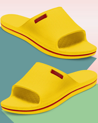 FitFusion Men Trendy Stylish Daily Use Extra Soft and Comfortable Slide For Men's Slides(Yellow, Red , 8)