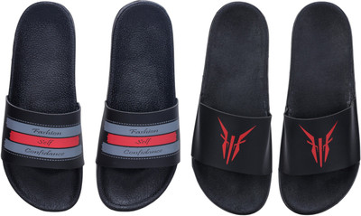 Digimahadev Men Flip Flops(Black , 6)