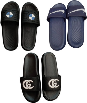 BLIBBERS Men Slides(Black, Blue, Black , 9)