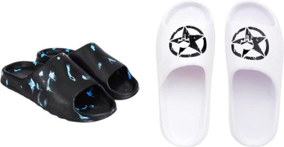 Sirex Men Slides(Off White, Black , 8)