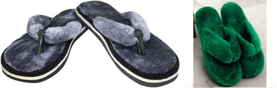 rexizone Women Flip Flops(Grey, Maroon , 7)