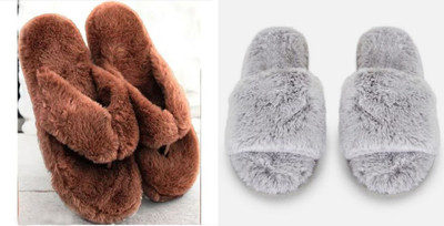 rexizone Women Slides(Grey, Brown , 7)