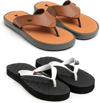 BFOOT Men Slippers(Orange, Black , 8)