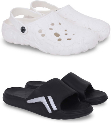 Kapani Fashion Men Clogs(White, Black , 8)