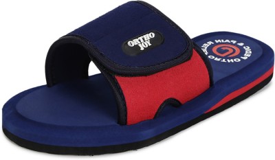 ORTHO JOY Men Slides(Red, Black , 9)