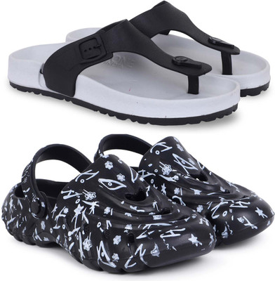 Pampy Angel Men Slippers(Grey, Black , 6)