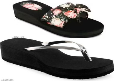Komfy Women Flip Flops(Black , 7)
