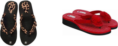 BOOMBEAUTY Women Flip Flops(Multicolor , 6)