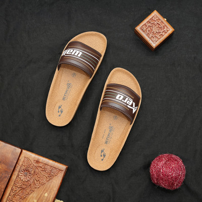 aerowalk Men Slides(Brown , 9)