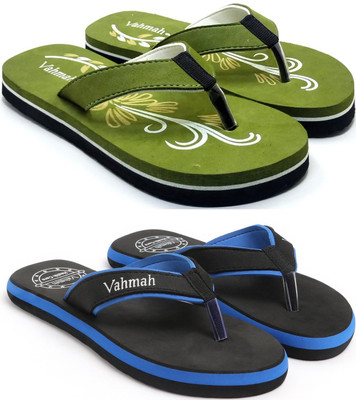 VAHMAH Women Slippers(Green, Blue , 7)