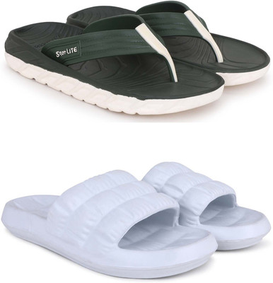 Pampy Angel Men Slippers(Green, White , 7)