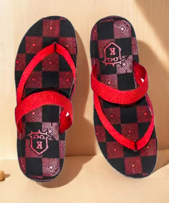 Kzaara Men Flip Flops(Red , 3)
