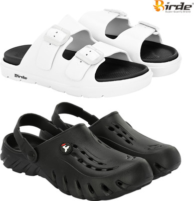 Birde Men Slippers(White, Black , 8)