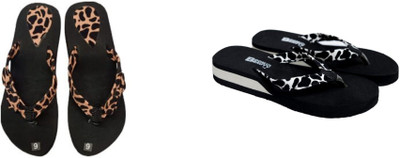 BOOMBEAUTY Women Flip Flops(Black , 7)