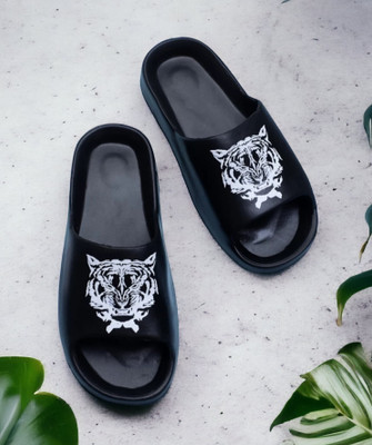 KAPYANSH Men Comfort Trendy Stylish Slip-On Slipper, Flip Flops & Slides(Black , 8)