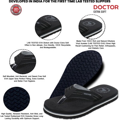 DOCTOR EXTRA SOFT Men Mens Stylish Ortho Care Slipper Orthopedic Diabetic Comfort Soft Doctor Dr House Flip Flops(Black , 8)