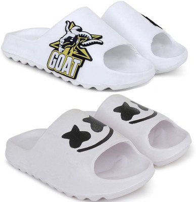 KAPYANSH Men Slides(White, White , 6)