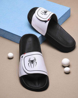 Foot Print Men Slides(White, Black , 10)