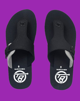 THE BABA Men Flip Flops(Black , 9)
