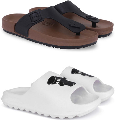Pampy Angel Men Slippers(Brown, White , 8)