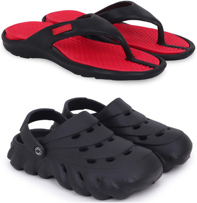 Kapani Fashion Men Slippers(Red, Black , 9)