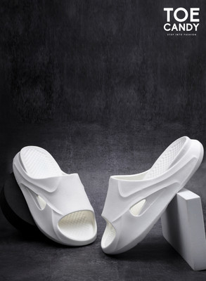 TOE CANDY Men White Men Slip-on Slider Slides(White , 6)