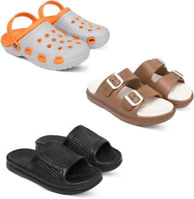 Acorn Men Slides(Orange, Tan, Black , 6)
