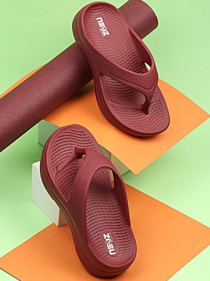 Neoz Women Flip Flops(Maroon , 6)