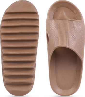 STYLE HEIGHT Men Slides(Brown , 9)