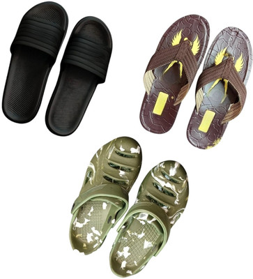 BLIBBERS Men Slippers(Black, Brown, Green , 9)