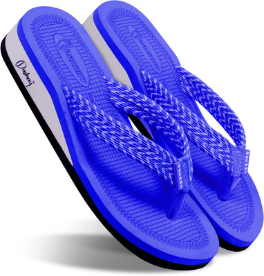 DASHNY Women Flip Flops(Blue , 6)