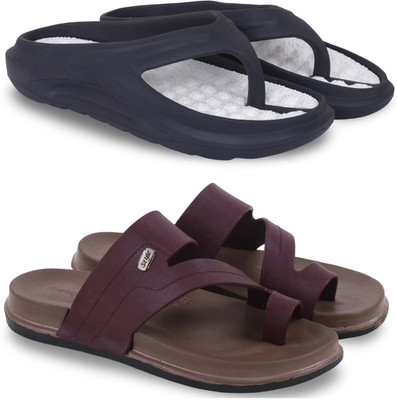KAPYANSH Men Slippers(Black, Maroon , 10)