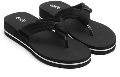 SOUL CULTURE Women Flip Flops(Black , 5)