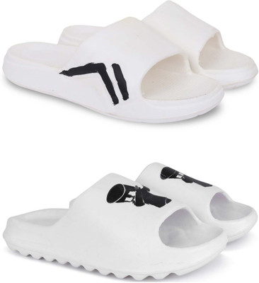 Kapani Fashion Men Slides(White, White , 8)
