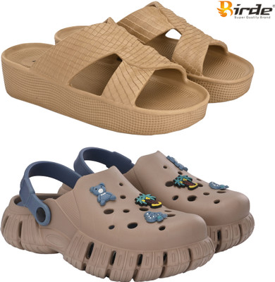 Birde Men Slippers(Beige, Brown , 6)